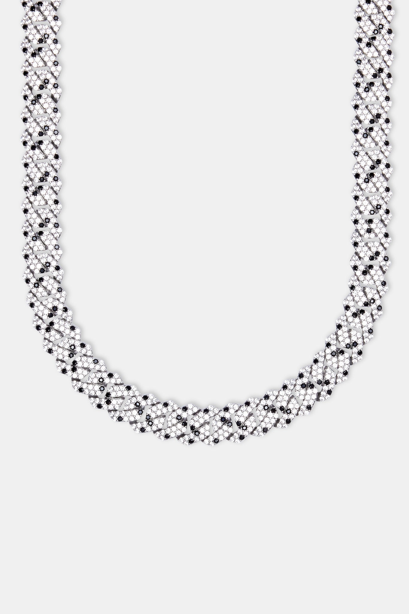 Iced Prong Link Chain - Schwarz